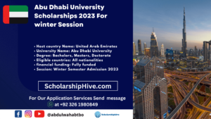 Abu Dhabi University Scholarships 2023 For winter Session