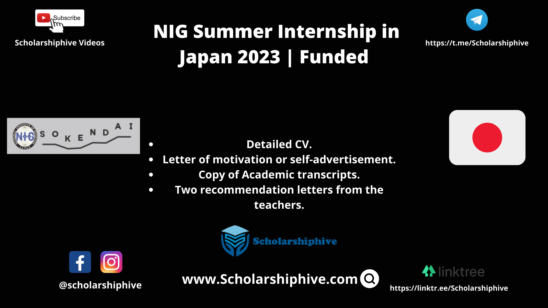 NIG Summer Internship in Japan 2023 Funded Scholarshiphive