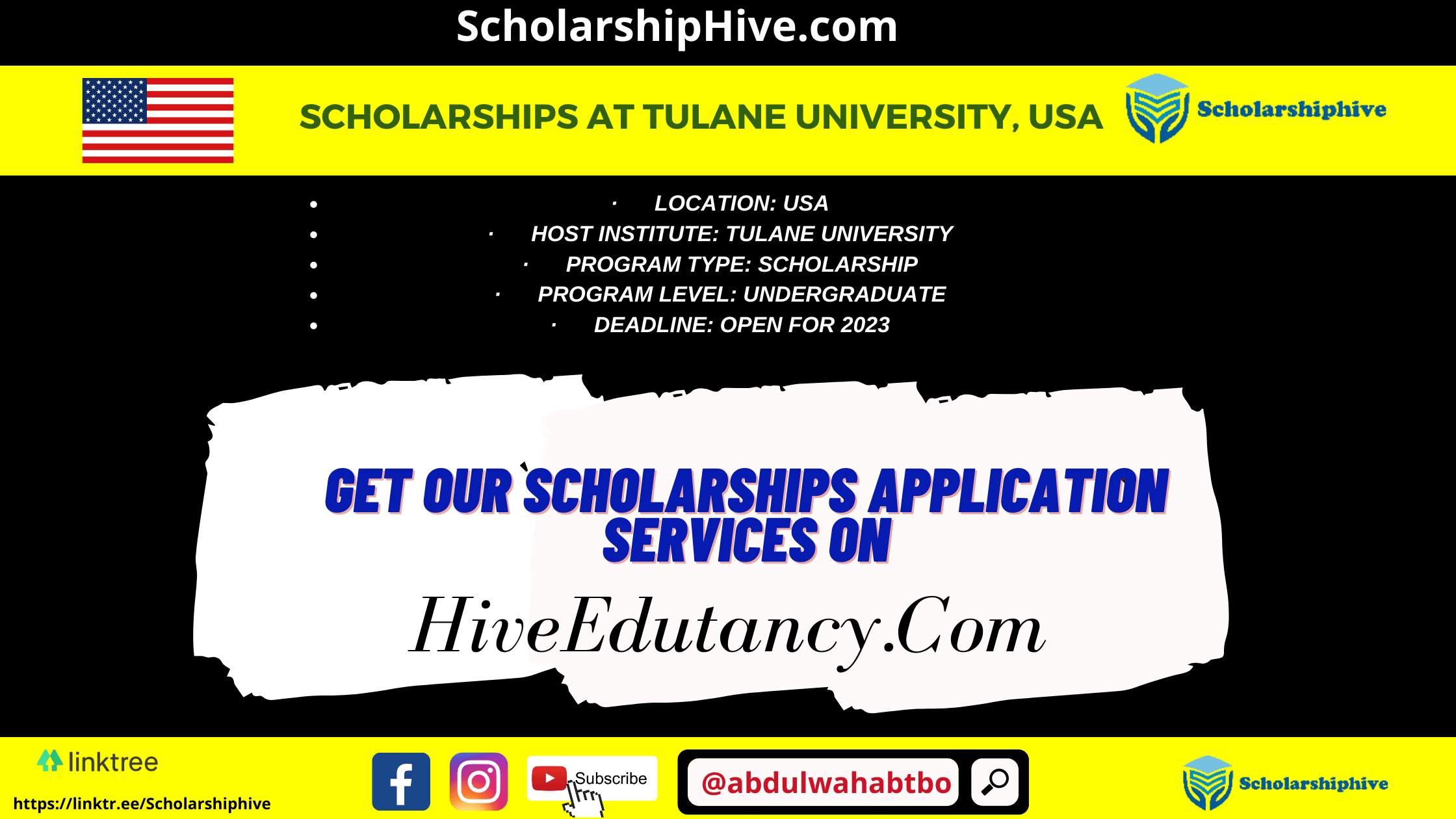 Scholarships at Tulane University, USA Scholarshiphive