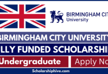 Birmingham City University Undergraduate Scholarship 2026-27 Birmingham City University Undergraduate Scholarship